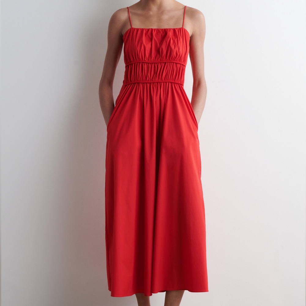 Gathered Cotton Midi Dress - Picture 3 of 4